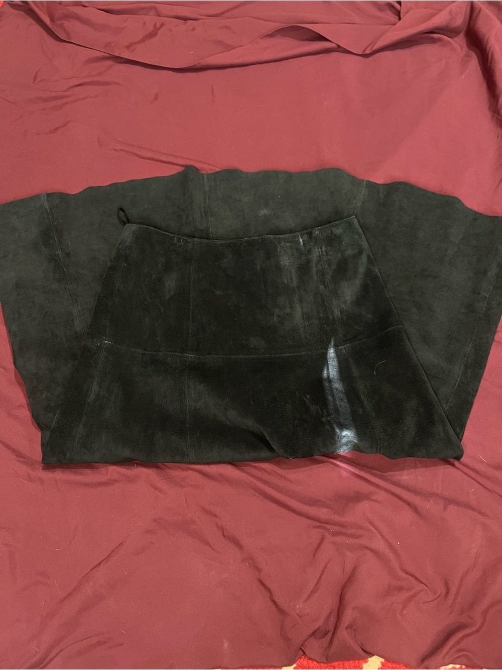 Vintage Live a Little Black Leather Long Flowy Skirt